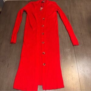 Fashion Nova Red Long Sleeve Sweater Dress XS